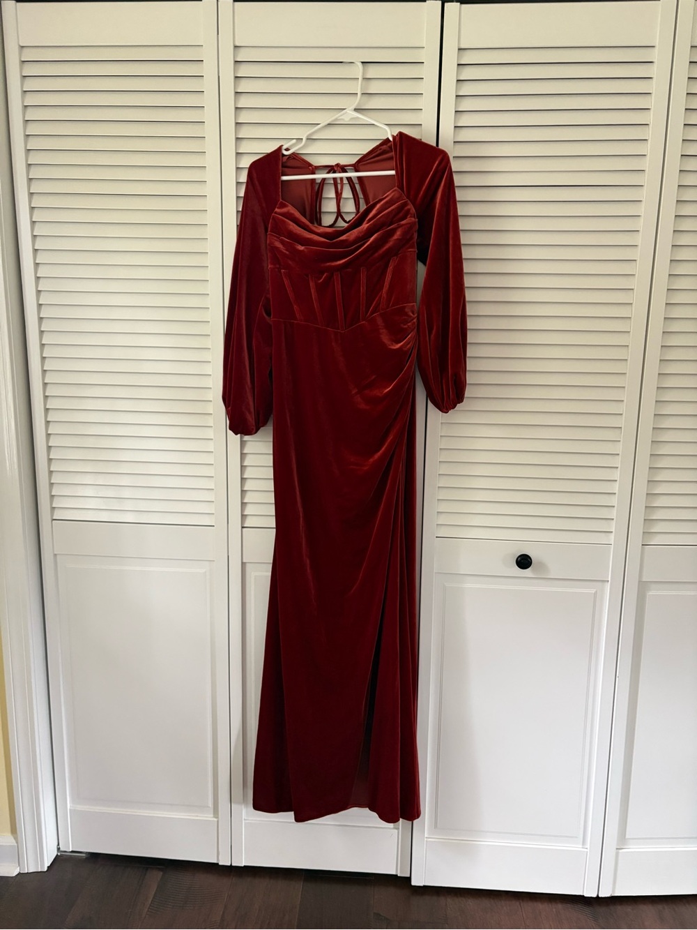 Azazie Velvet Charissa Dress in Terracotta size 8
